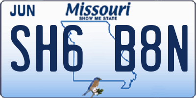 MO license plate SH6B8N