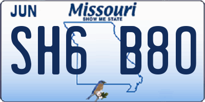 MO license plate SH6B8O