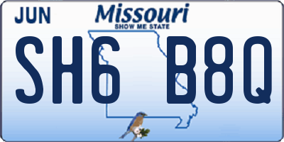 MO license plate SH6B8Q