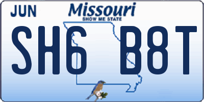 MO license plate SH6B8T