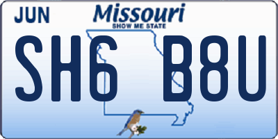 MO license plate SH6B8U