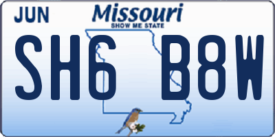 MO license plate SH6B8W