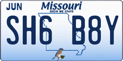 MO license plate SH6B8Y