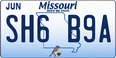 MO license plate SH6B9A