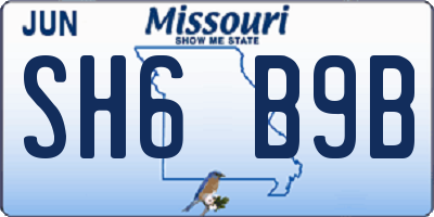 MO license plate SH6B9B