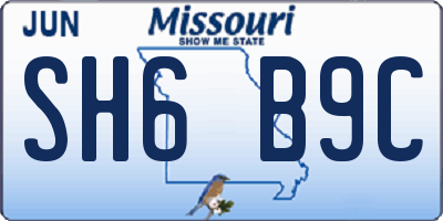 MO license plate SH6B9C