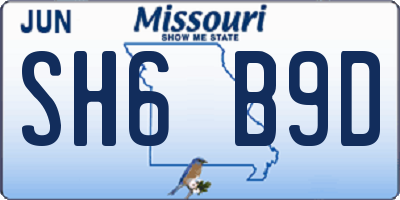 MO license plate SH6B9D