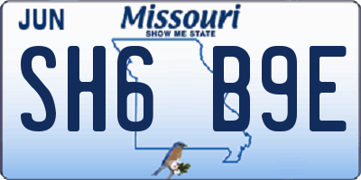 MO license plate SH6B9E