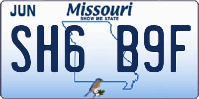 MO license plate SH6B9F