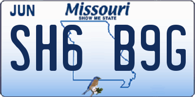MO license plate SH6B9G