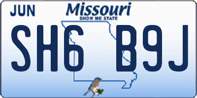 MO license plate SH6B9J