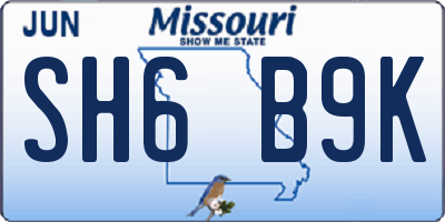 MO license plate SH6B9K
