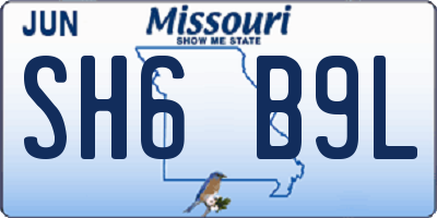 MO license plate SH6B9L