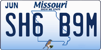 MO license plate SH6B9M
