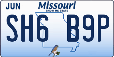 MO license plate SH6B9P
