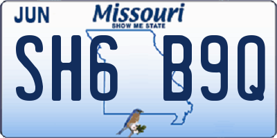 MO license plate SH6B9Q