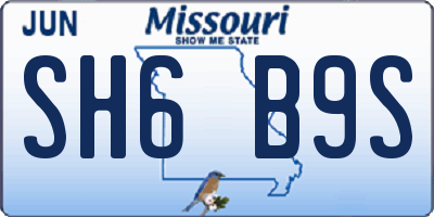 MO license plate SH6B9S