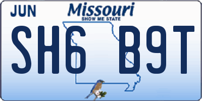 MO license plate SH6B9T