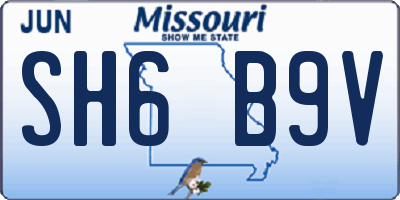 MO license plate SH6B9V