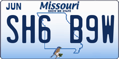 MO license plate SH6B9W