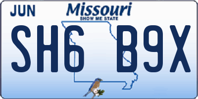 MO license plate SH6B9X