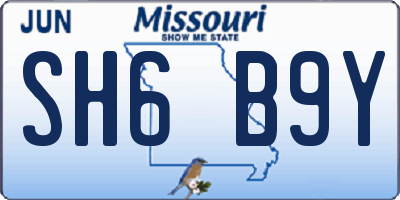 MO license plate SH6B9Y