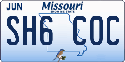 MO license plate SH6C0C