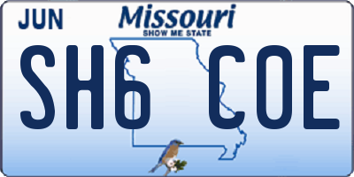 MO license plate SH6C0E