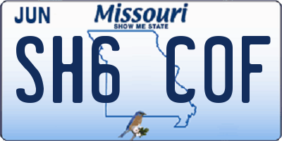 MO license plate SH6C0F