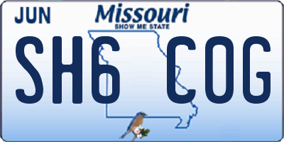MO license plate SH6C0G