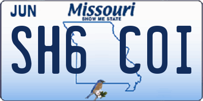 MO license plate SH6C0I