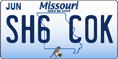 MO license plate SH6C0K