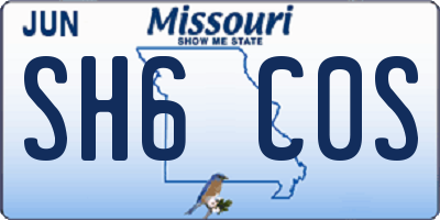 MO license plate SH6C0S