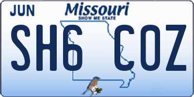 MO license plate SH6C0Z