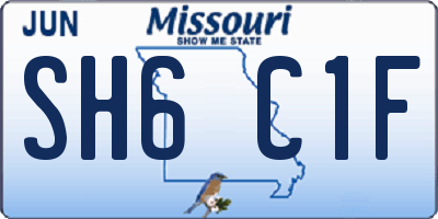 MO license plate SH6C1F