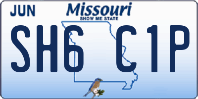 MO license plate SH6C1P