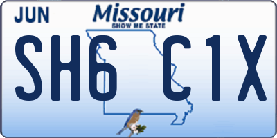 MO license plate SH6C1X