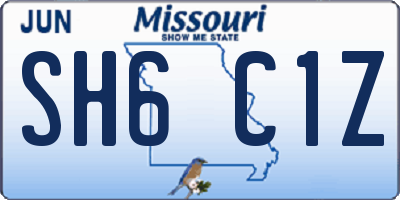 MO license plate SH6C1Z