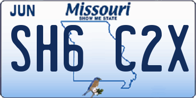 MO license plate SH6C2X