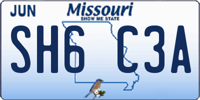 MO license plate SH6C3A