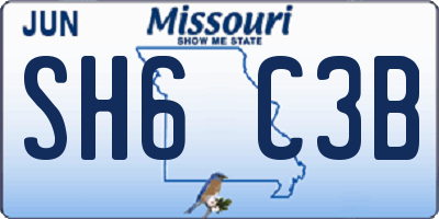 MO license plate SH6C3B