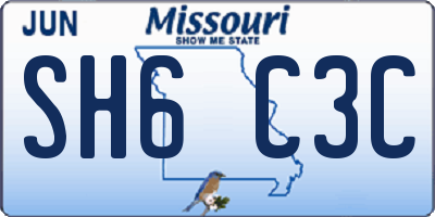 MO license plate SH6C3C