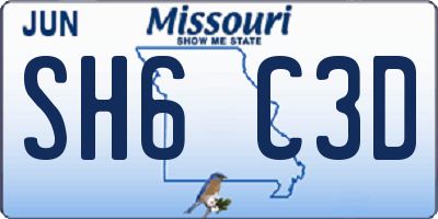 MO license plate SH6C3D