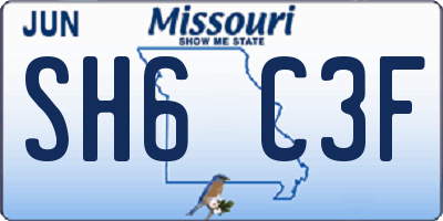 MO license plate SH6C3F