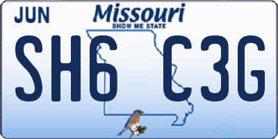 MO license plate SH6C3G