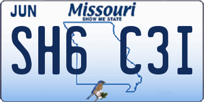 MO license plate SH6C3I
