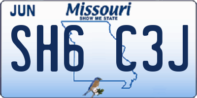 MO license plate SH6C3J