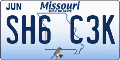 MO license plate SH6C3K
