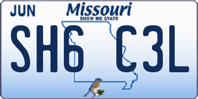 MO license plate SH6C3L