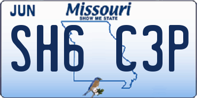MO license plate SH6C3P